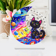 Load image into Gallery viewer, Acrylic Special Shaped Black Cat Diamond Art Desktop Perpetual Calendar for Home
