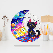 Load image into Gallery viewer, Acrylic Special Shaped Black Cat Diamond Art Desktop Perpetual Calendar for Home
