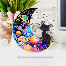 Load image into Gallery viewer, Acrylic Special Shaped Black Cat Diamond Art Desktop Perpetual Calendar for Home
