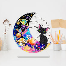 Load image into Gallery viewer, Acrylic Special Shaped Black Cat Diamond Art Desktop Perpetual Calendar for Home
