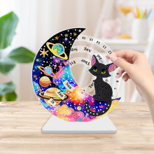 Load image into Gallery viewer, Acrylic Special Shaped Black Cat Diamond Art Desktop Perpetual Calendar for Home
