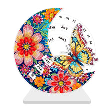 Load image into Gallery viewer, Acrylic Special Shaped Flower Butterfly Diamond Art Desktop Perpetual Calendar
