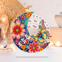 Load image into Gallery viewer, Acrylic Special Shaped Flower Butterfly Diamond Art Desktop Perpetual Calendar
