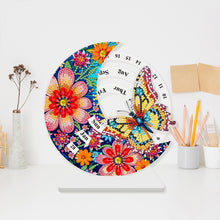 Load image into Gallery viewer, Acrylic Special Shaped Flower Butterfly Diamond Art Desktop Perpetual Calendar
