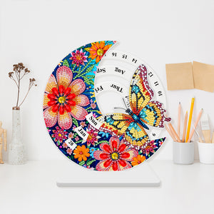 Acrylic Special Shaped Flower Butterfly Diamond Art Desktop Perpetual Calendar