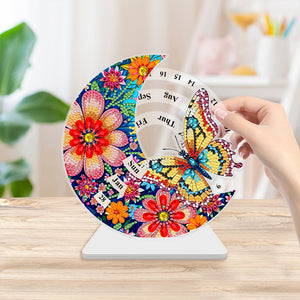 Acrylic Special Shaped Flower Butterfly Diamond Art Desktop Perpetual Calendar