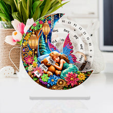 Load image into Gallery viewer, Acrylic Special Shaped Butterfly Girl Diamond Art Desktop Perpetual Calendar
