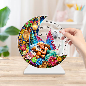 Acrylic Special Shaped Butterfly Girl Diamond Art Desktop Perpetual Calendar