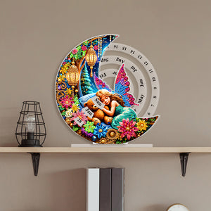 Acrylic Special Shaped Butterfly Girl Diamond Art Desktop Perpetual Calendar