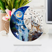 Load image into Gallery viewer, Acrylic Special Shaped Snow Mountain Wolf Diamond Art Desktop Perpetual Calendar
