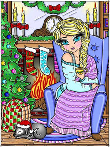 Christmas Blonde Girl 40*50CM (canvas) Full Round Drill Diamond Painting