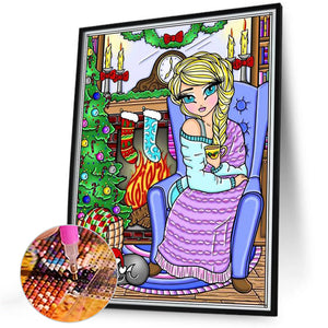 Christmas Blonde Girl 40*50CM (canvas) Full Round Drill Diamond Painting