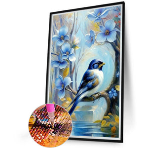 Blue Bird 40*60CM (canvas) Full Round Drill Diamond Painting