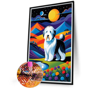 Geometric Dog 40*60CM (canvas) Full Round Drill Diamond Painting