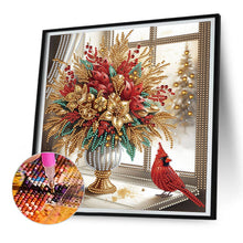 Load image into Gallery viewer, Artistic Vase Cardinal 30*30CM (canvas) Partial Special-Shaped Drill Diamond Painting
