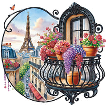 Load image into Gallery viewer, The Garden Balcony With A View Of The Eiffel Tower 30*30CM (canvas) Partial Special-Shaped Drill Diamond Painting
