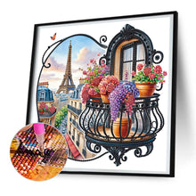 Load image into Gallery viewer, The Garden Balcony With A View Of The Eiffel Tower 30*30CM (canvas) Partial Special-Shaped Drill Diamond Painting
