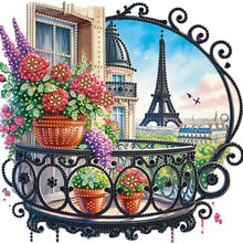 Load image into Gallery viewer, The Garden Balcony With A View Of The Eiffel Tower 30*30CM (canvas) Partial Special-Shaped Drill Diamond Painting
