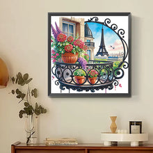 Load image into Gallery viewer, The Garden Balcony With A View Of The Eiffel Tower 30*30CM (canvas) Partial Special-Shaped Drill Diamond Painting
