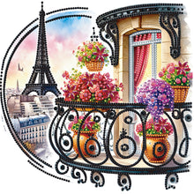 Load image into Gallery viewer, The Garden Balcony With A View Of The Eiffel Tower 30*30CM (canvas) Partial Special-Shaped Drill Diamond Painting
