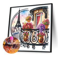 Load image into Gallery viewer, The Garden Balcony With A View Of The Eiffel Tower 30*30CM (canvas) Partial Special-Shaped Drill Diamond Painting
