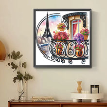 Load image into Gallery viewer, The Garden Balcony With A View Of The Eiffel Tower 30*30CM (canvas) Partial Special-Shaped Drill Diamond Painting
