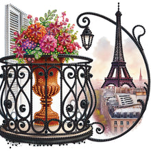 Load image into Gallery viewer, The Garden Balcony With A View Of The Eiffel Tower 30*30CM (canvas) Partial Special-Shaped Drill Diamond Painting
