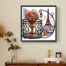 Load image into Gallery viewer, The Garden Balcony With A View Of The Eiffel Tower 30*30CM (canvas) Partial Special-Shaped Drill Diamond Painting
