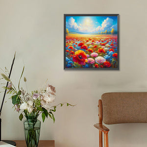 Clear Sky And Sea Of Flowers 30*30CM (canvas) Full Round Drill Diamond Painting