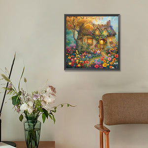 A Quaint Cottage Among Flowers 30*30CM (canvas) Full Round Drill Diamond Painting