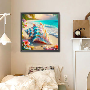 Colorful Shells On The Beach 30*30CM (canvas) Full Round Drill Diamond Painting