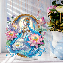 Load image into Gallery viewer, Acrylic Special Shaped Lotus Girl DIY Table Top Diamond Painting Ornament Kits
