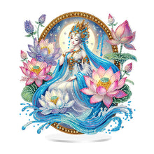 Load image into Gallery viewer, Acrylic Special Shaped Lotus Girl DIY Table Top Diamond Painting Ornament Kits
