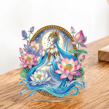 Load image into Gallery viewer, Acrylic Special Shaped Lotus Girl DIY Table Top Diamond Painting Ornament Kits
