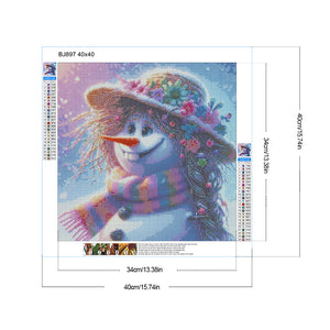 Wig Snowman 40*40CM (canvas) Full Round Drill Diamond Painting