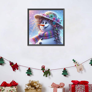 Wig Snowman 40*40CM (canvas) Full Round Drill Diamond Painting