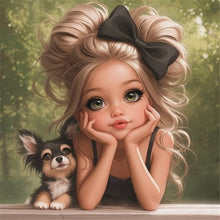 Load image into Gallery viewer, Cute Big Eyes Girl 40*40CM (canvas) Full Round Drill Diamond Painting
