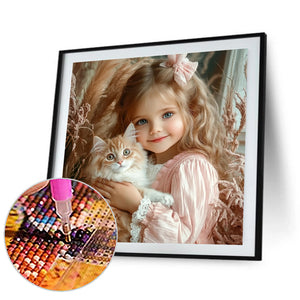 Cute Big Eyes Girl 40*40CM (canvas) Full Round Drill Diamond Painting