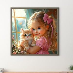 Cute Big Eyes Girl 40*40CM (canvas) Full Round Drill Diamond Painting