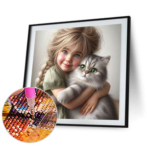 Cute Big Eyes Girl 40*40CM (canvas) Full Round Drill Diamond Painting