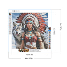 Load image into Gallery viewer, Indian Woman And Wolf 40*40CM (canvas) Full Round Drill Diamond Painting
