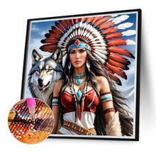 Load image into Gallery viewer, Indian Woman And Wolf 40*40CM (canvas) Full Round Drill Diamond Painting
