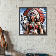 Load image into Gallery viewer, Indian Woman And Wolf 40*40CM (canvas) Full Round Drill Diamond Painting
