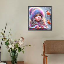 Load image into Gallery viewer, Winter Bird Girl 30*30CM (canvas) Full Round Drill Diamond Painting
