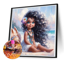 Load image into Gallery viewer, Curly-Haired Girl By The Sea With Shells 30*30CM (canvas) Full Round Drill Diamond Painting
