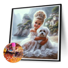 Load image into Gallery viewer, Girl In Gauze Skirt And Dog 30*30CM (canvas) Full Round Drill Diamond Painting
