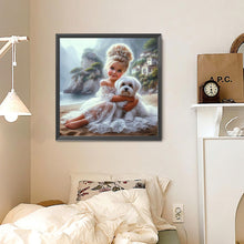 Load image into Gallery viewer, Girl In Gauze Skirt And Dog 30*30CM (canvas) Full Round Drill Diamond Painting
