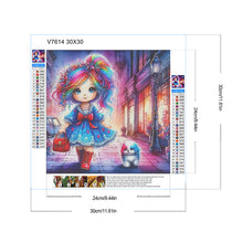 Load image into Gallery viewer, Colorful Hair Girl And Colorful Puppy 30*30CM (canvas) Full Round Drill Diamond Painting
