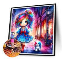 Load image into Gallery viewer, Colorful Hair Girl And Colorful Puppy 30*30CM (canvas) Full Round Drill Diamond Painting
