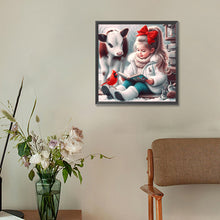 Load image into Gallery viewer, Cow Red Cardinal Reading Girl 30*30CM (canvas) Full Round Drill Diamond Painting
